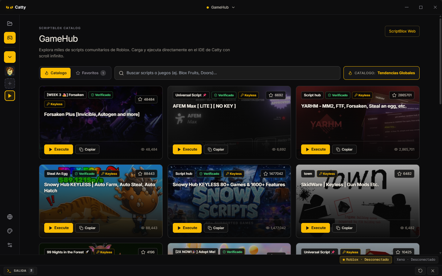 Game Hub de Catty con scripts